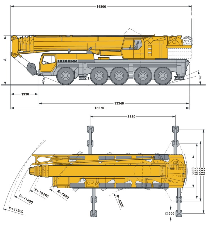 Габаритные размеры Liebherr LTM 1160